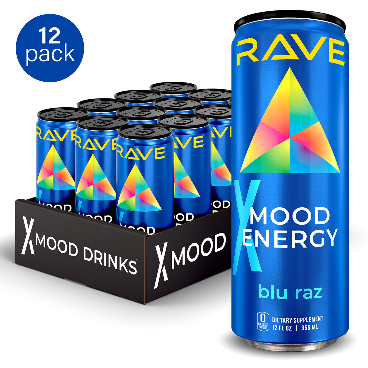 RAVE Mood Energy Blu Raz — X Mood Drinks