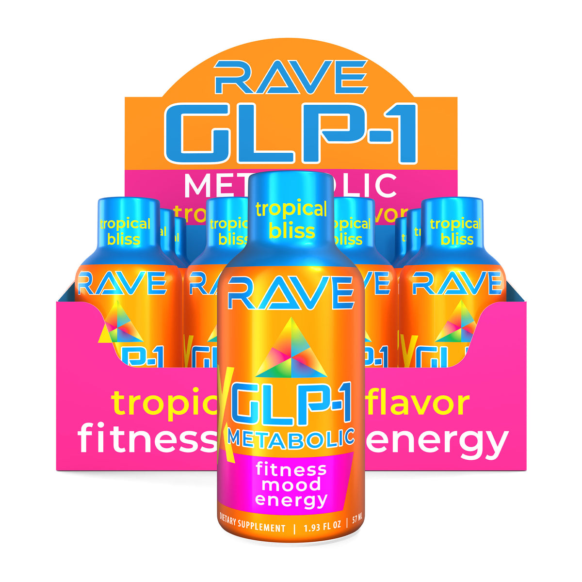 glp-1 paradise RAVE GLP-1 Shot Countertop Display Tropical Bliss — X Mood Drinks